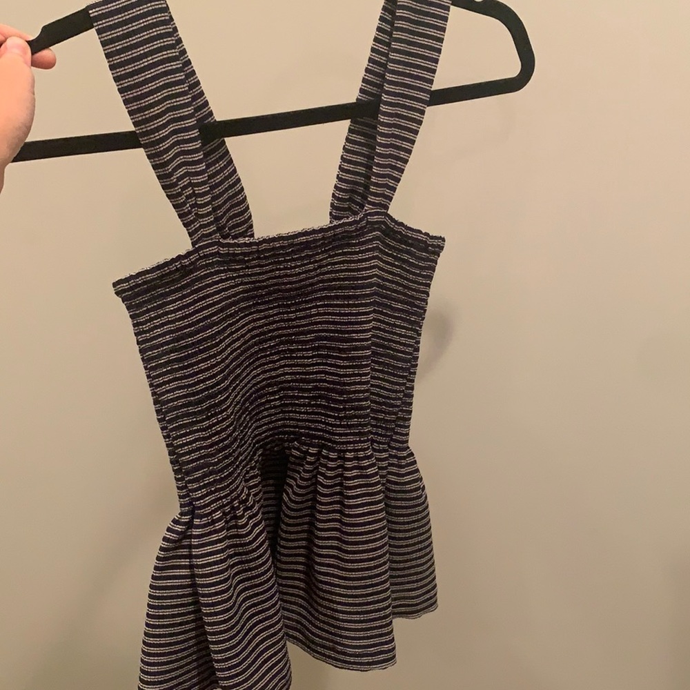 Madewell- blue& white striped tank! Smocked